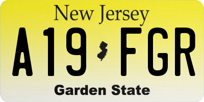 NJ license plate A19FGR