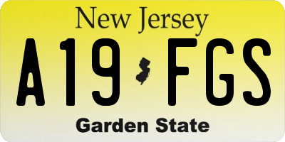 NJ license plate A19FGS