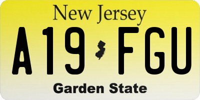 NJ license plate A19FGU
