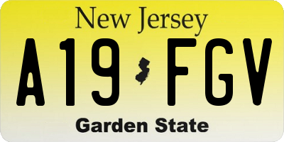 NJ license plate A19FGV