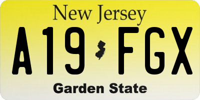NJ license plate A19FGX