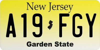 NJ license plate A19FGY