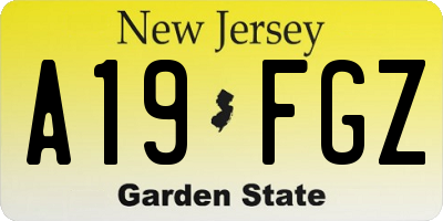 NJ license plate A19FGZ