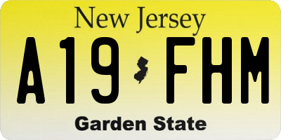 NJ license plate A19FHM