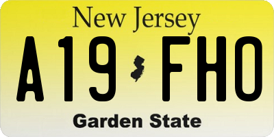 NJ license plate A19FHO