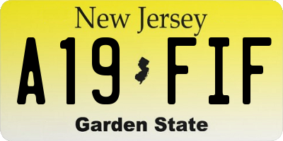 NJ license plate A19FIF