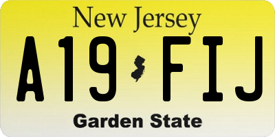 NJ license plate A19FIJ
