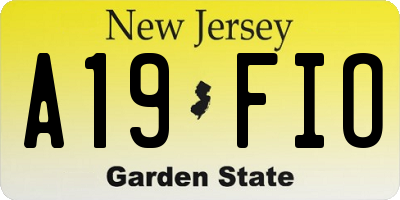 NJ license plate A19FIO