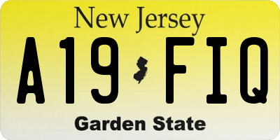 NJ license plate A19FIQ