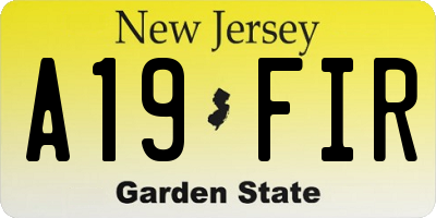NJ license plate A19FIR
