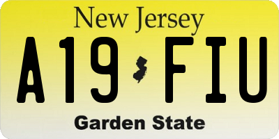 NJ license plate A19FIU