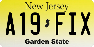 NJ license plate A19FIX