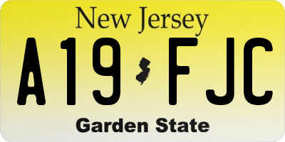 NJ license plate A19FJC