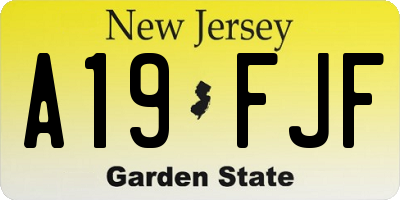 NJ license plate A19FJF