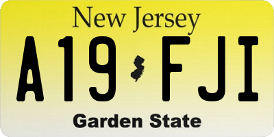 NJ license plate A19FJI
