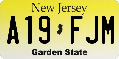 NJ license plate A19FJM