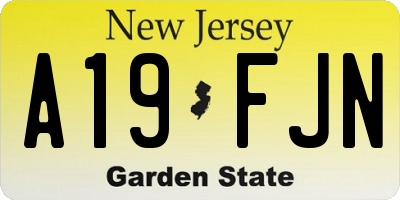 NJ license plate A19FJN