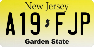 NJ license plate A19FJP