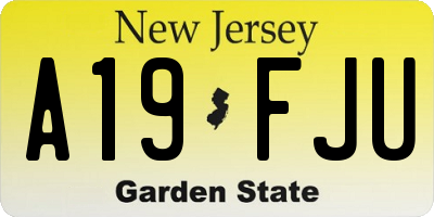 NJ license plate A19FJU