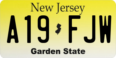 NJ license plate A19FJW