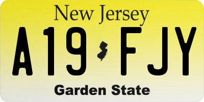 NJ license plate A19FJY