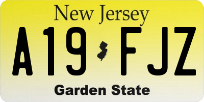 NJ license plate A19FJZ