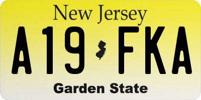 NJ license plate A19FKA