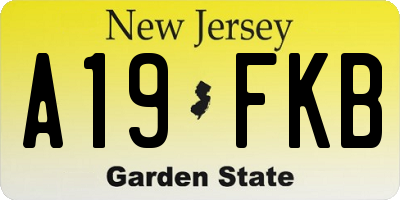 NJ license plate A19FKB