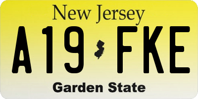 NJ license plate A19FKE