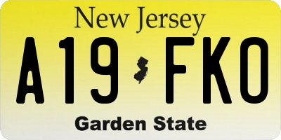 NJ license plate A19FKO