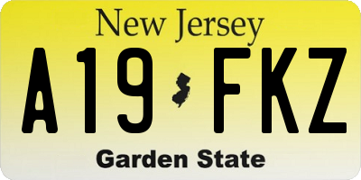 NJ license plate A19FKZ
