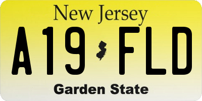NJ license plate A19FLD
