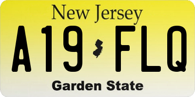 NJ license plate A19FLQ