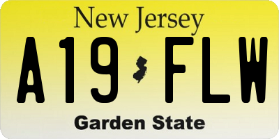 NJ license plate A19FLW