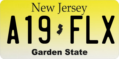 NJ license plate A19FLX