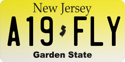 NJ license plate A19FLY