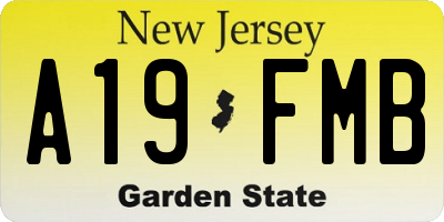 NJ license plate A19FMB