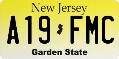 NJ license plate A19FMC