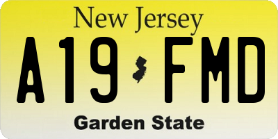 NJ license plate A19FMD