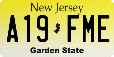 NJ license plate A19FME