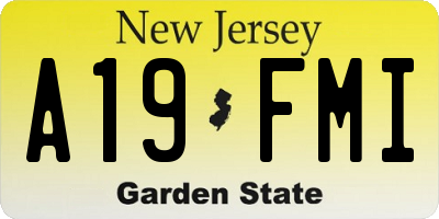 NJ license plate A19FMI