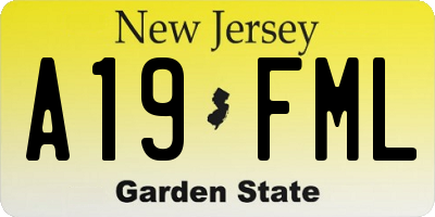 NJ license plate A19FML