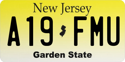 NJ license plate A19FMU