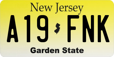 NJ license plate A19FNK