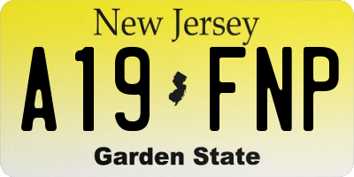 NJ license plate A19FNP