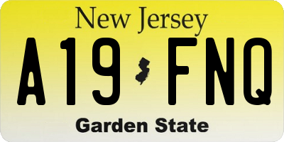 NJ license plate A19FNQ