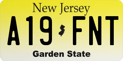NJ license plate A19FNT