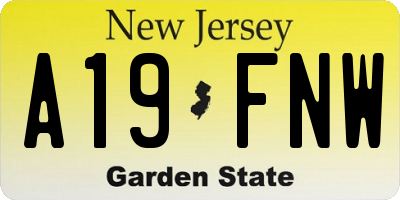 NJ license plate A19FNW
