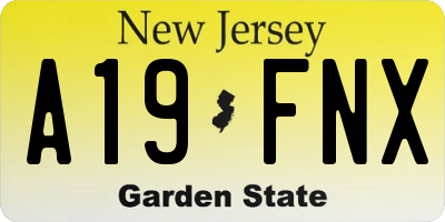 NJ license plate A19FNX