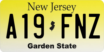 NJ license plate A19FNZ